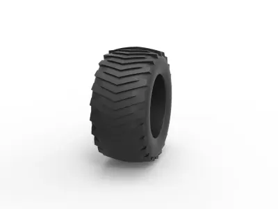 Pulling tractor rear tire 3 Scale 1 to 25 3D print model