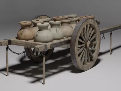 Cart of jars Low-poly 3D model