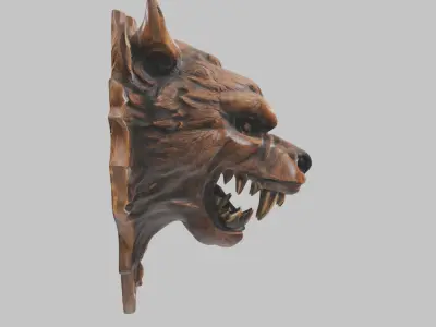 Wolf Head Wall Decor 3D Model Low-poly 3D model
