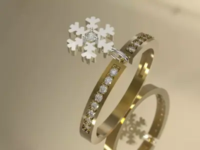 Snow jewelry gold STL 3DM 3D ring jr00282 3D print model
