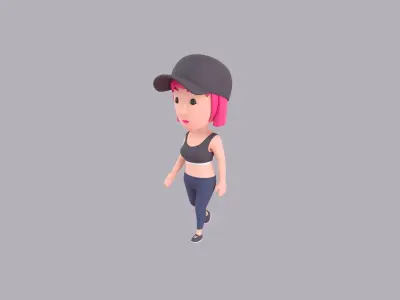 Cartoon Female Character Rigged 123 3D model