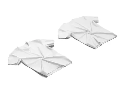 Flat Lay T-shirt front and back - twisted casual tshirt Low-poly 3D model