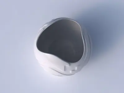Bowl Spheric wavy with smooth ribbons 3D print model