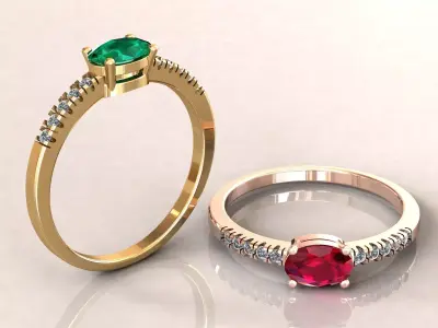 Oval Engagement Ring 3D print model