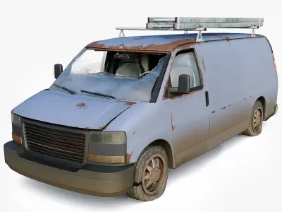 Abandoned Car van Low-poly 3D model