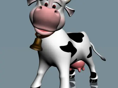 cartoon Cow Rigged Low-poly 3D model