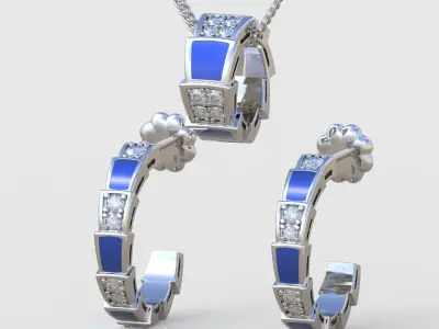 Pendant and Earring Set 3D printable model 0106 3D Model Pack