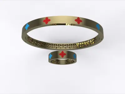  Roberto Ring and Bracelet with enamel SET-0031 3D print model