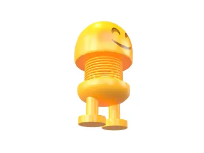 Car Spring Decoration Toys Smiling Face with Smiling Eyes v1 001 Low-poly 3D model