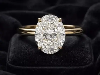 Oval Engagement Ring Set with Hidden Halo and Eternity Band 3D print model