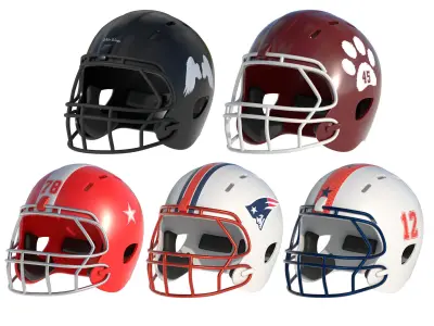 American Football Helmets Collection  3D Model Pack