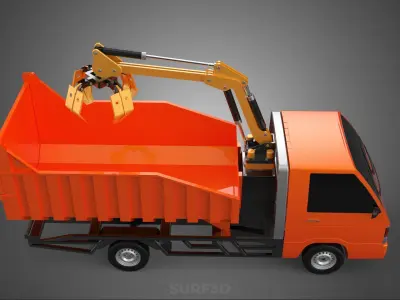 DUMP TRUCK GRAPPLE CAR PICK UP SCRAP GARBAGE GRABBER CRANE LIFT 3D model