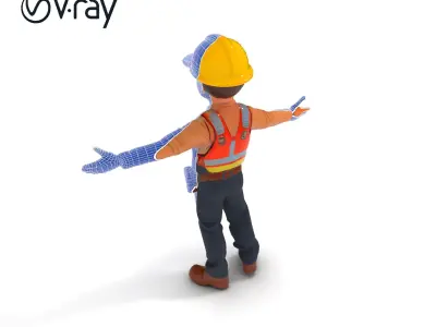 Construction Worker Character Model Pack Low-poly 3D model