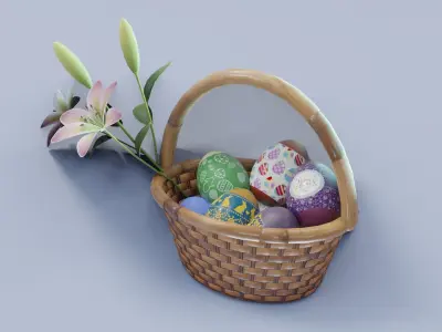 Easter Basket 3D Model Low-poly 3D model