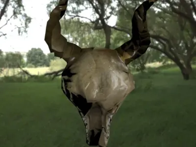 Ram skull Low-poly 3D model