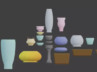 Cartoon Plant Pots Collection Low-poly 3D model
