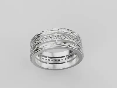 Gold Ring with Stones 3D print model