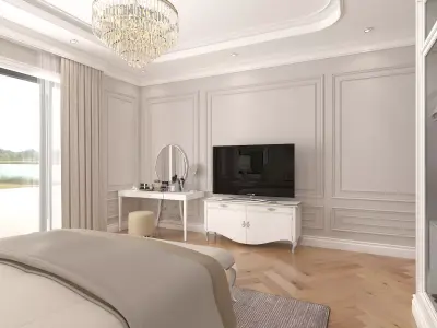 Neoclassical style Bedroom Scene 3D model