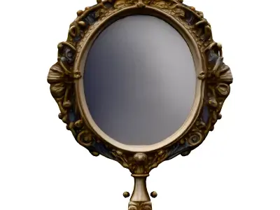 Ornate Gold Hand Mirror 3D Model Low-poly 3D model