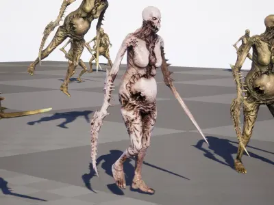 Necromutant5 skeleton holding sword Low-poly 3D model