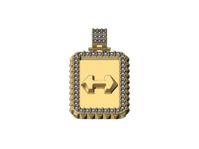 Super H diamond and spikes pendant with bail 3D print model