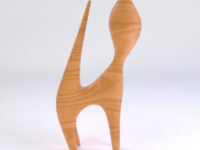 Wooden Cat Figurine 3D model