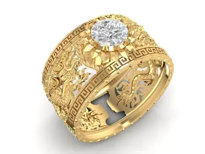 luxury dragon ring for men  1910 3D print model