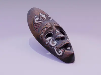 Decorative African wall Mask 10 Low-poly 3D model