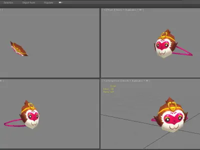 Cartoon monkey mask Low-poly 3D model
