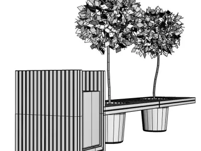 Wooden eco design bench 3D model