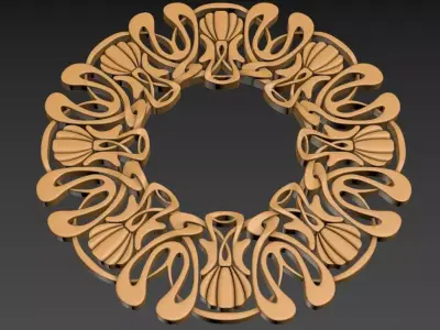 Art Nouveau circle frame 3 3D print model