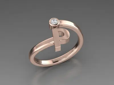 Jewelry Alphabet Ring P 3D print model