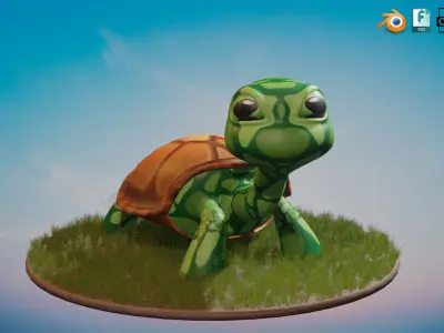 Stylized Turtle Rigged Low-poly 3D model