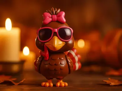 Turkey with Bow and Sunglasses 3D Printed 3D print model
