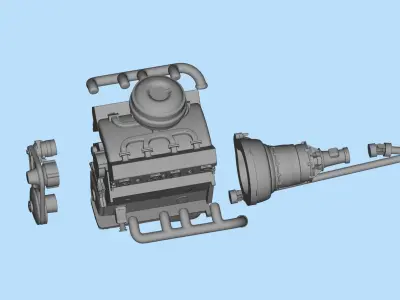 V8 Engine download Free 3D model KIT for old pickup truck Free 3D print model