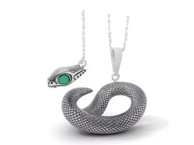Snake Pendant with Chain Model Pack Low-poly 3D model