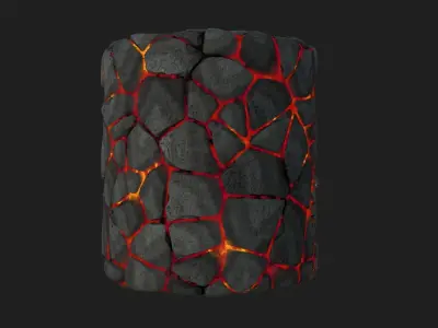 Rocks with Lava Free low-poly 3D model