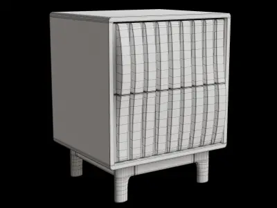 Wave Mango Wood Bedside Table Low-poly 3D model