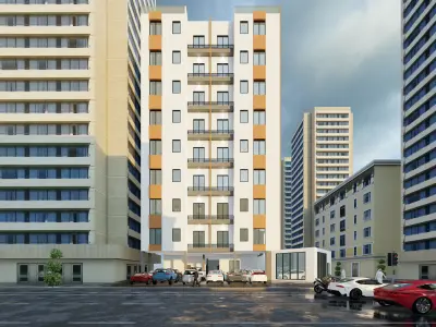 Modern Residential Investment Building    Low-poly 3D model