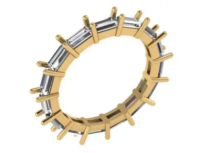Baguette-cut shaped Eternity ring 3D print model