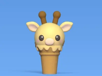 Cute Animals Ice Cream 3D Model Collection