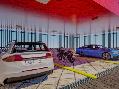 Carwash  Garage Mechanic Shop Low-poly 3D model