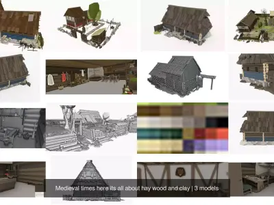 Medieval times here its all about hay wood and clay 3D Model Collection