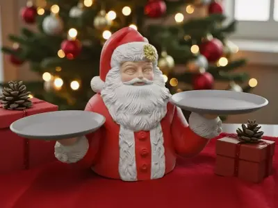 Santa Claus bust tray holder for Christmas decoration parts 3D print model