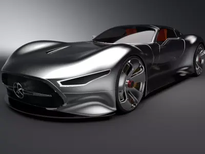 3D mercedes futuristic sports car Low-poly 3D model