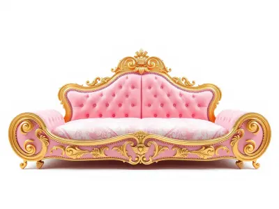 Baroque Style Pink Sofa Model Pack Low-poly 3D model
