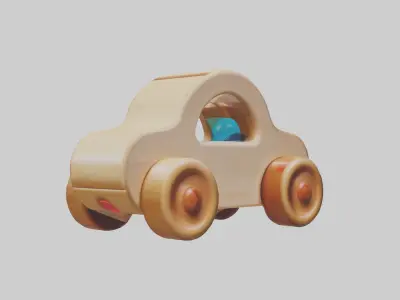 Wooden Toy Car Low-poly 3D model buy