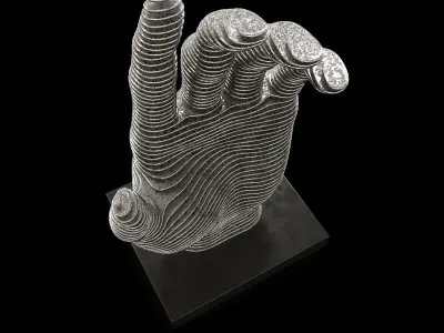 Figurine in the form of a hand made of metal plates 3D model purchase