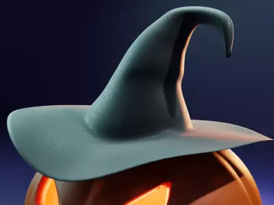 Halloween Jack-o-Lantern with Witch Hat - Freebie 3D Model Free 3D model