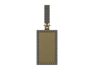 Diamond rectangular memory pendant with iced bail 3D print model